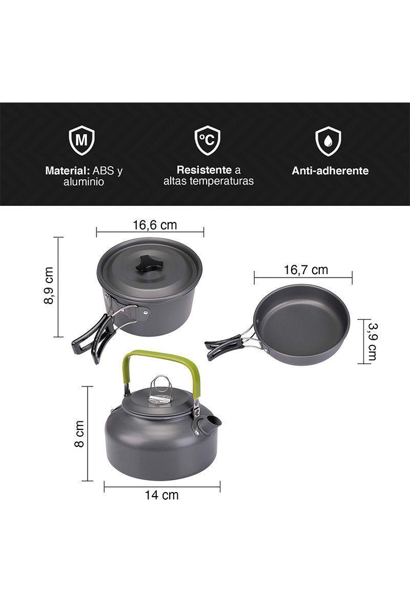 Set de Cocina para Camping 13 Piezas Gris-2