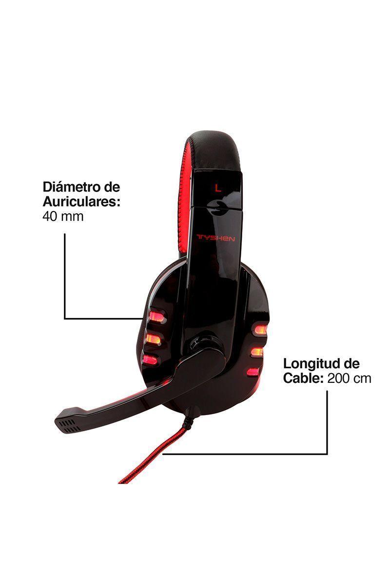 Audífonos Gamer G04L Luces Led con Micrófono Rojo-4