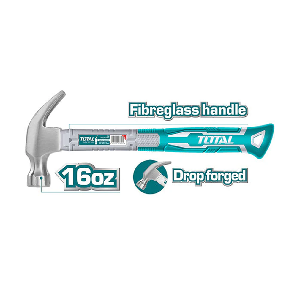 Martillo Carpintero Mango De Fibra 16oz Total-1