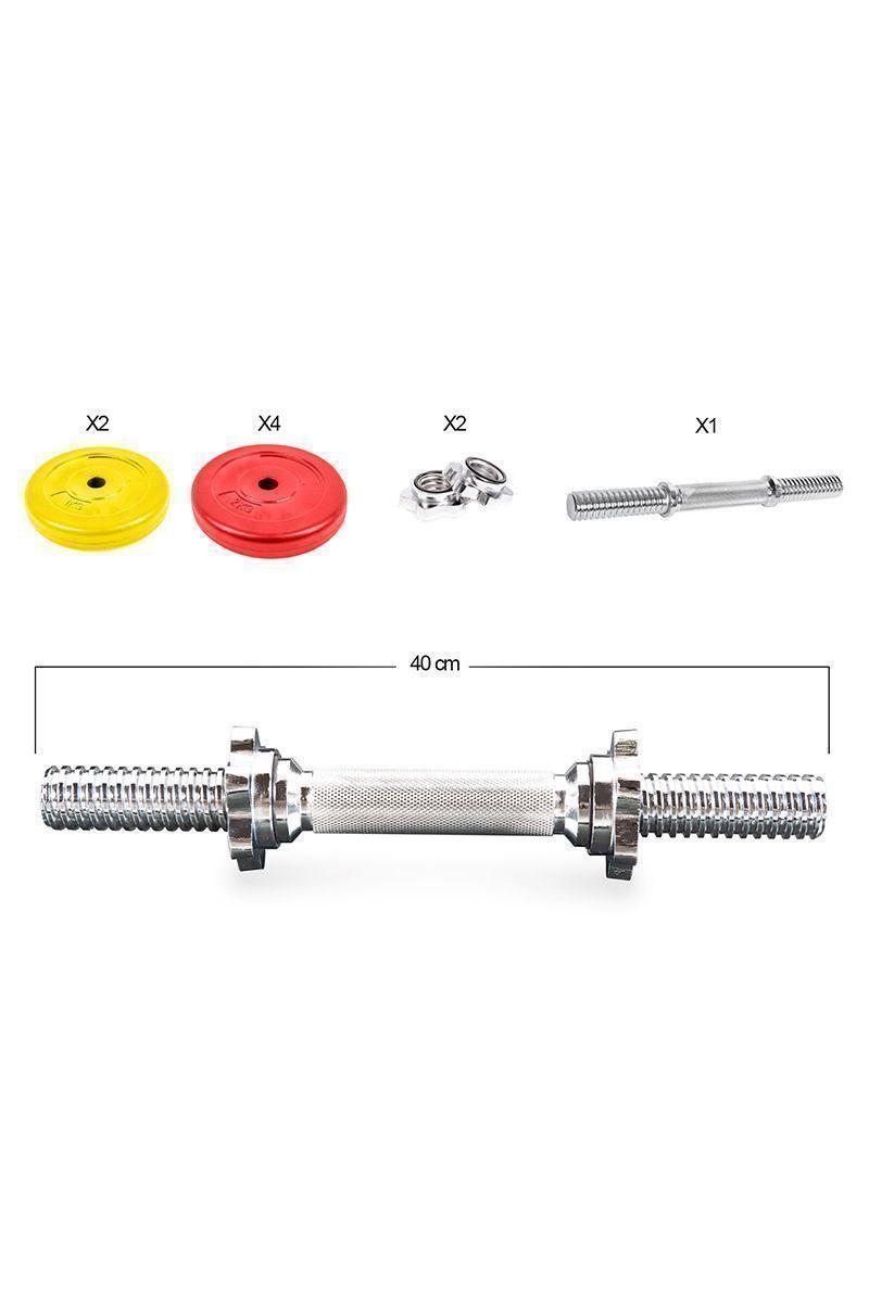 Pack Mancuerna 40cm + 10 Kg Discos Cemento-2