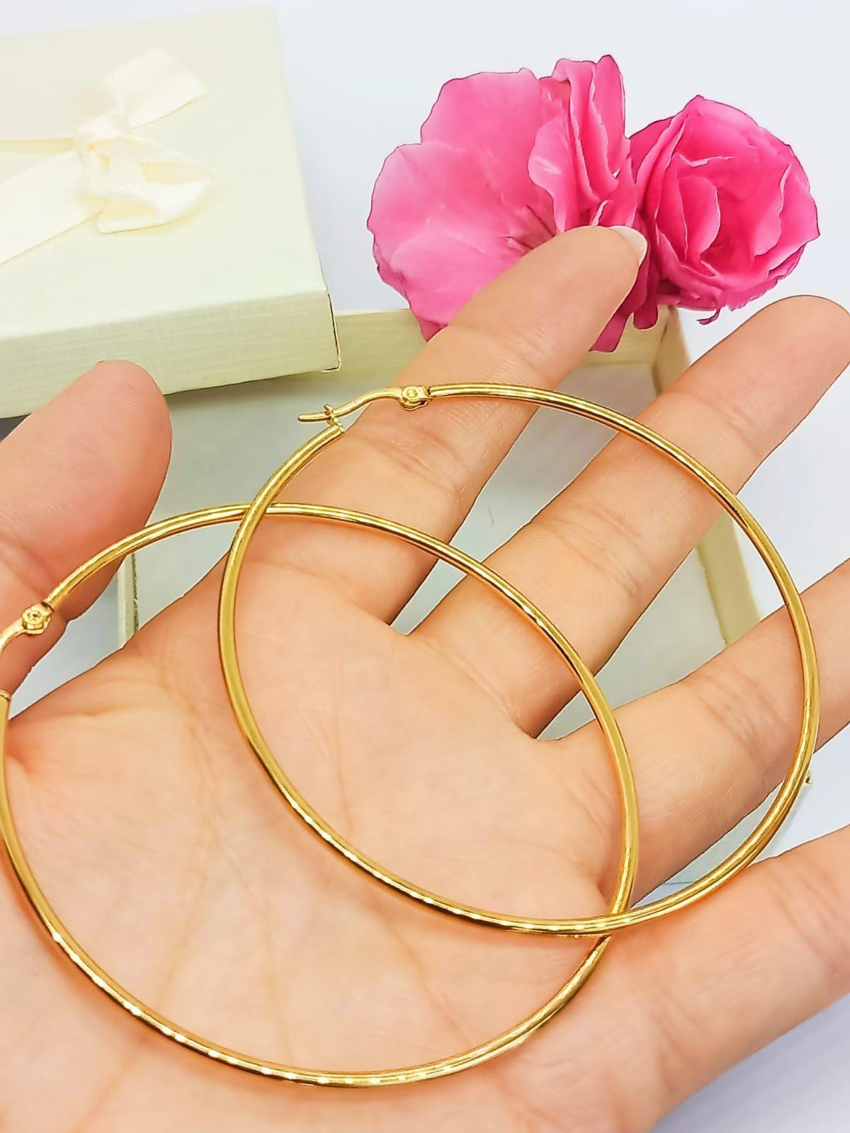 Maxi argollas hoop clásicas 65Mm chapadas en oro 18k -3