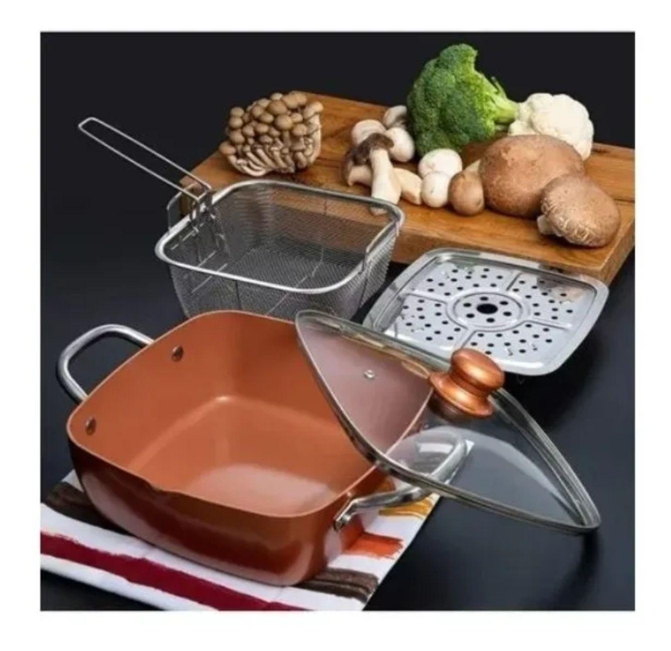 Set Olla De Acero Inoxidable Cacerola Cobre Antiadherente-3