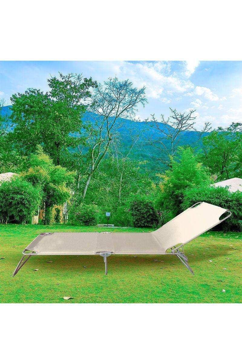 Reposera de Terraza Reclinable 188x57x26cm Beige-42