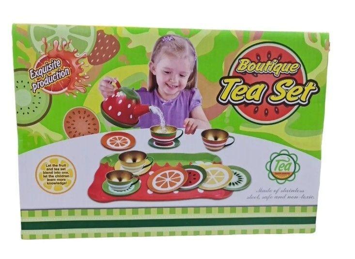 Set De Te Infantil Juguete Metálico Tazas Platos Tetera-6