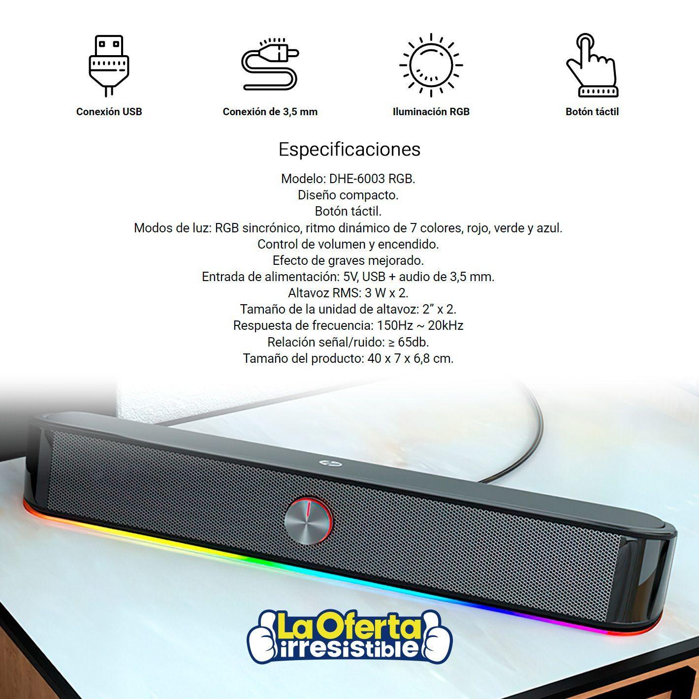 Barra de Sonido Gamer HP DHE-6003 RGB-2