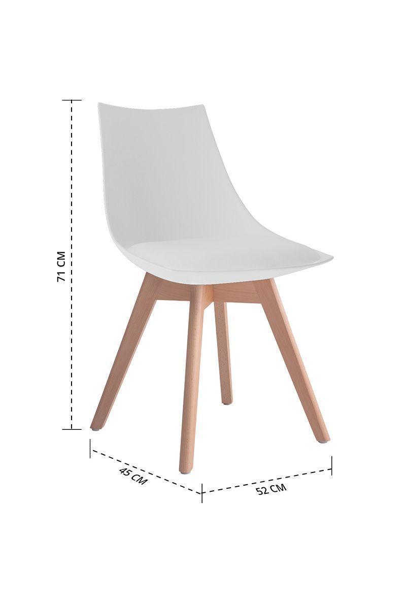 Pack 2 Silla Comedor con Patas de Madera Blanco-2