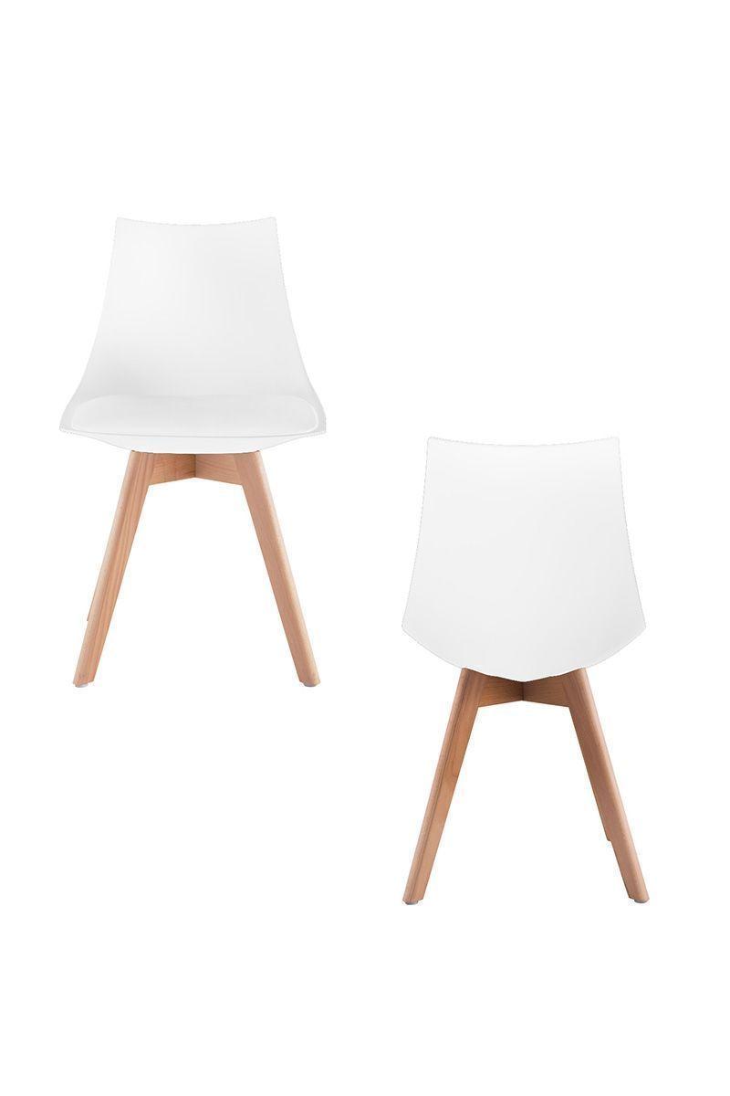Pack 2 Silla Comedor con Patas de Madera Blanco-3
