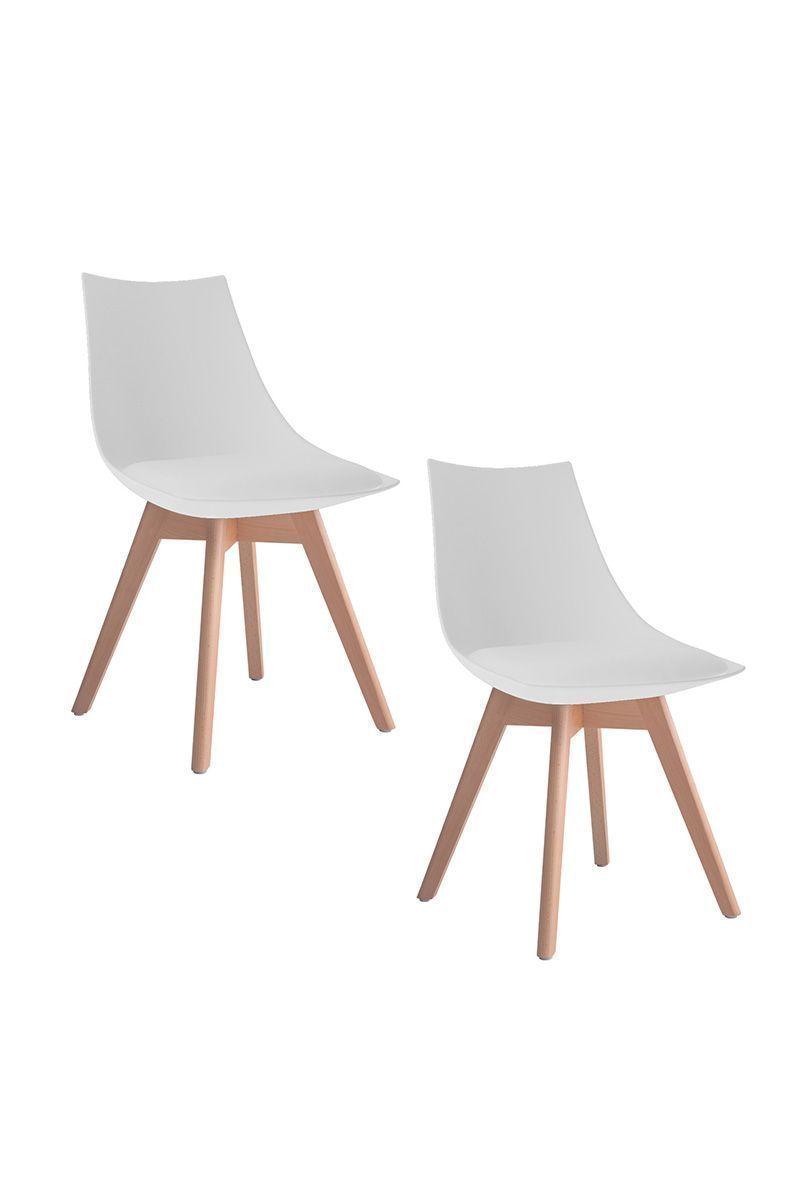 Pack 2 Silla Comedor con Patas de Madera Blanco-0