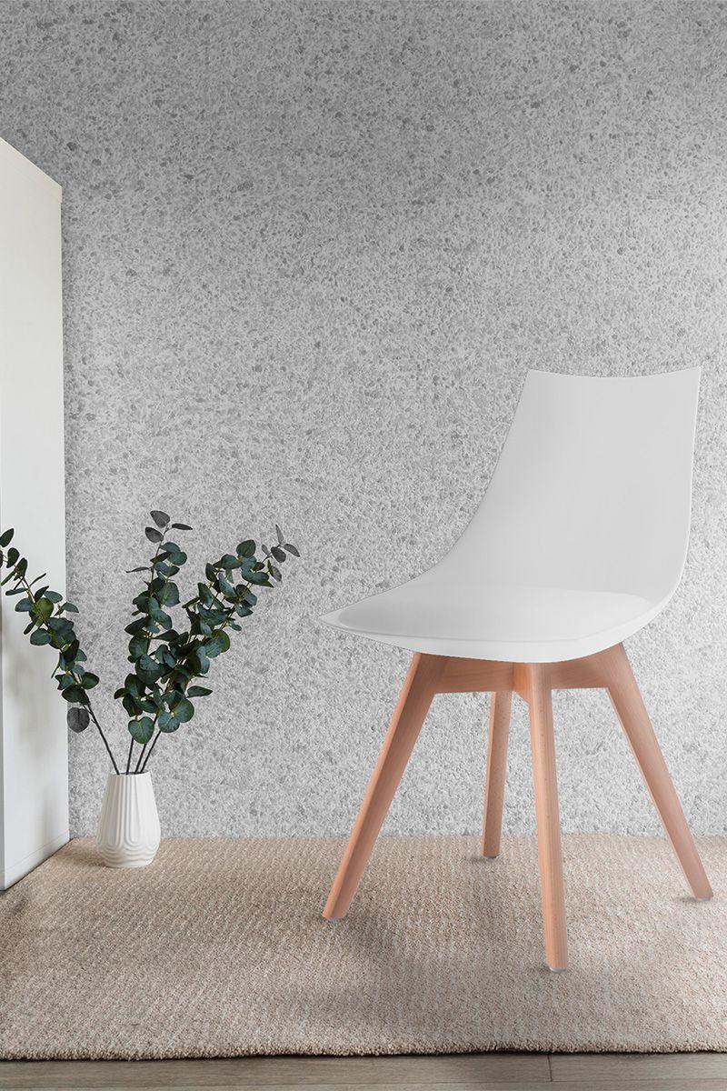 Pack 2 Silla Comedor con Patas de Madera Blanco-1