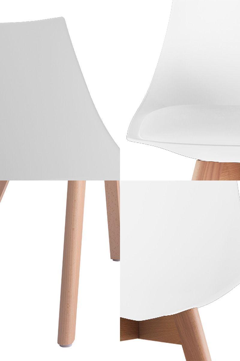 Pack 2 Silla Comedor con Patas de Madera Blanco-4