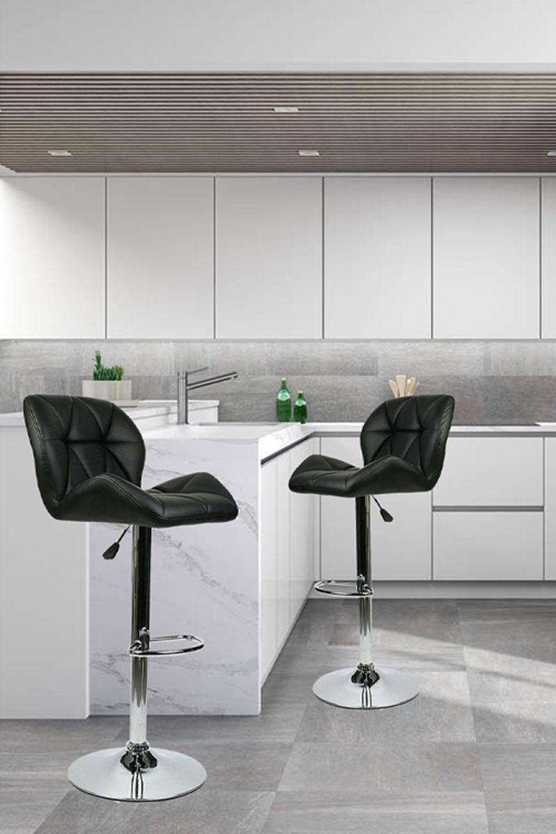 Silla Alta Bar Acolchada Giratoria con Respaldo-1