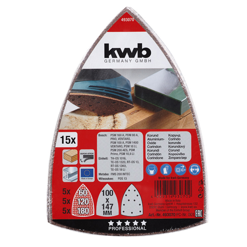 15 Lijas Triangular Grano Variado 100x147mm Kwb-2