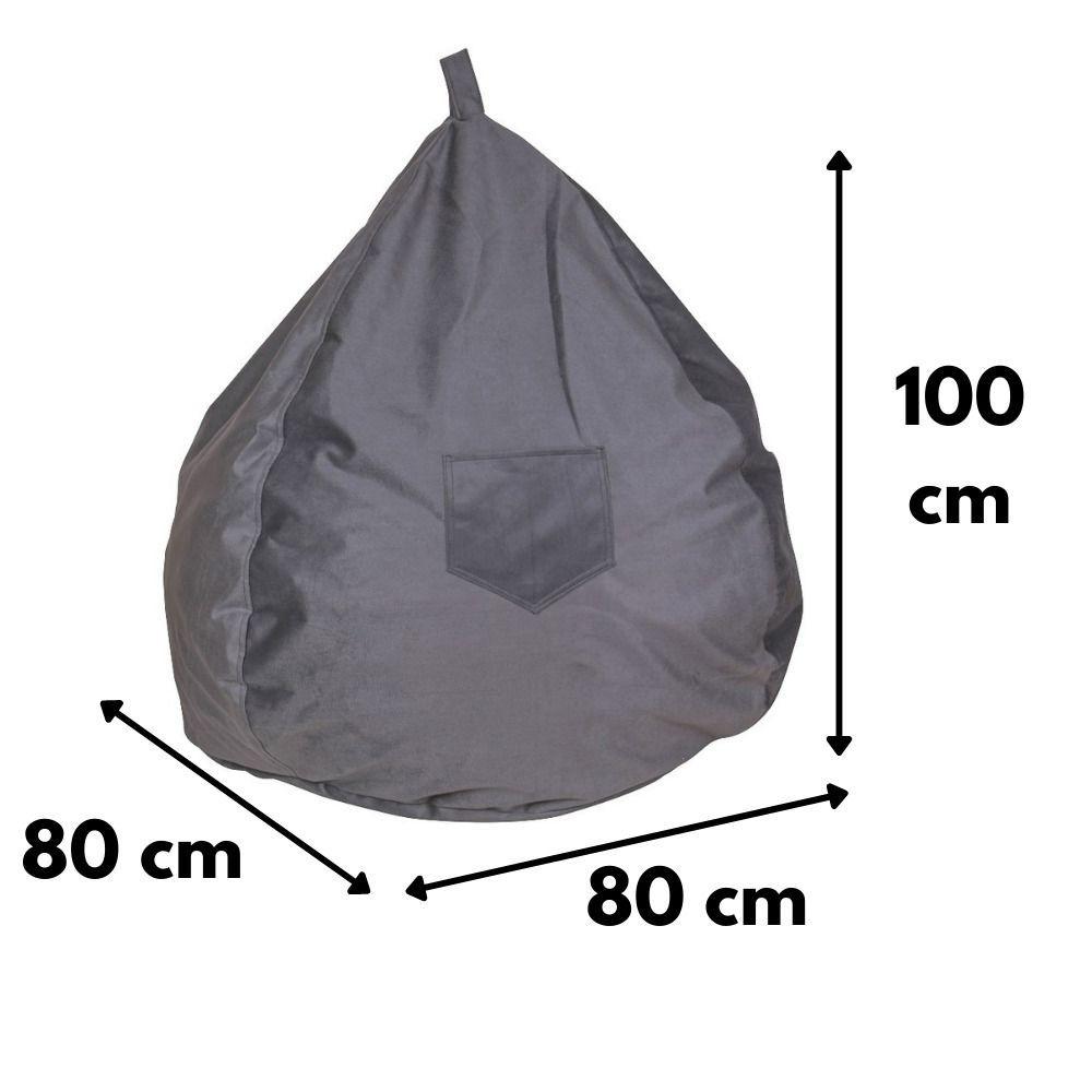 Pouf Pera Felpa Gris 100x80x80 Cm Máxima Design-4