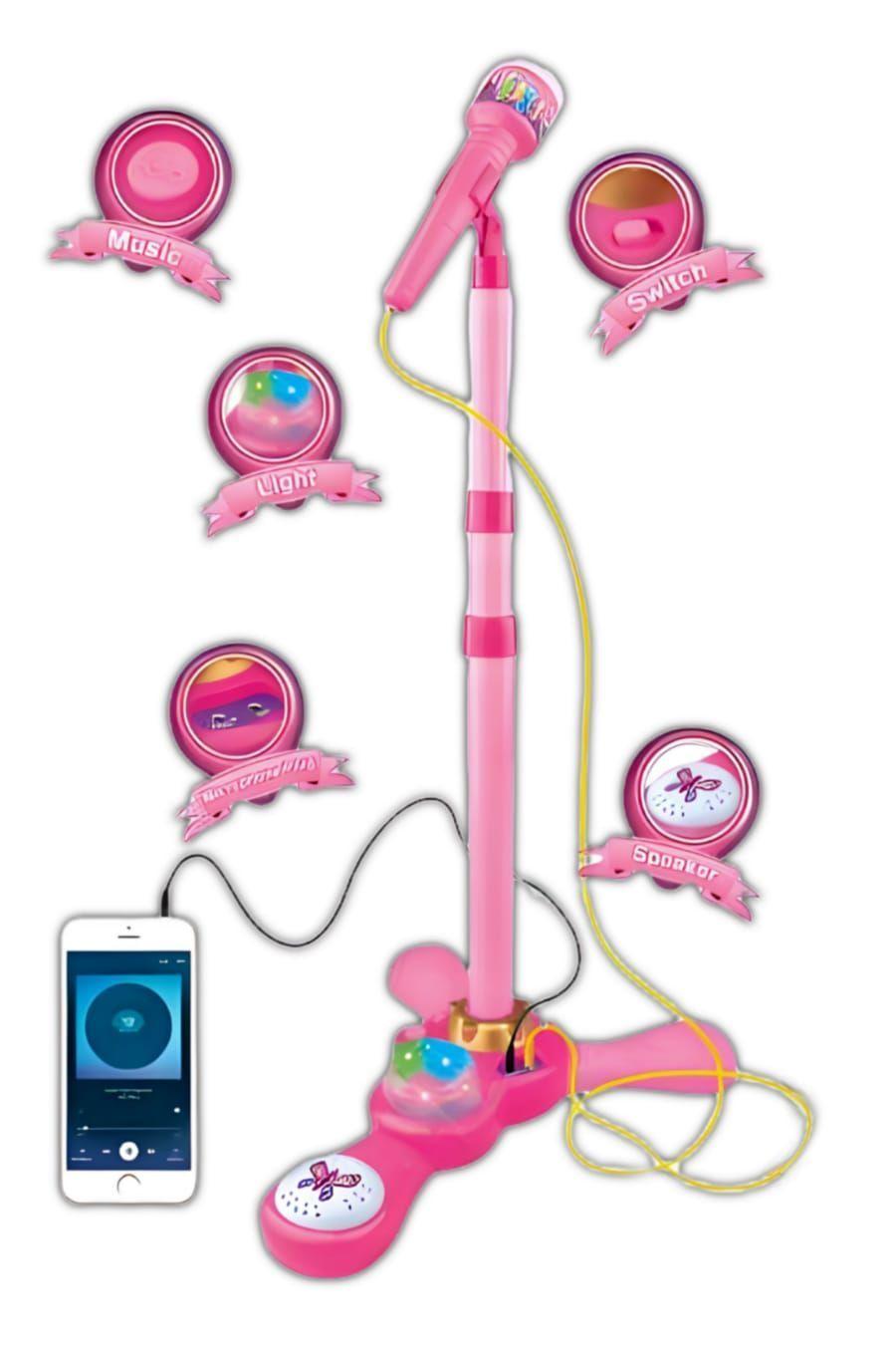 Microfono Pedestal Juguete Mp3 Con Luces Infantil Rosada-2