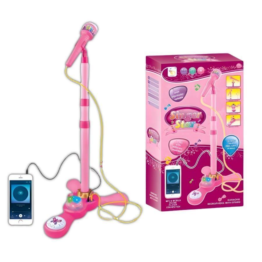 Microfono Pedestal Juguete Mp3 Con Luces Infantil Rosada-4