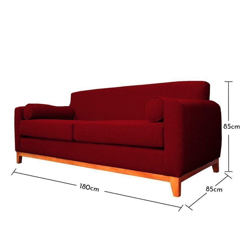 Sofá Meli Chenille Tipo Lino Rojo 2 Cuerpos-4