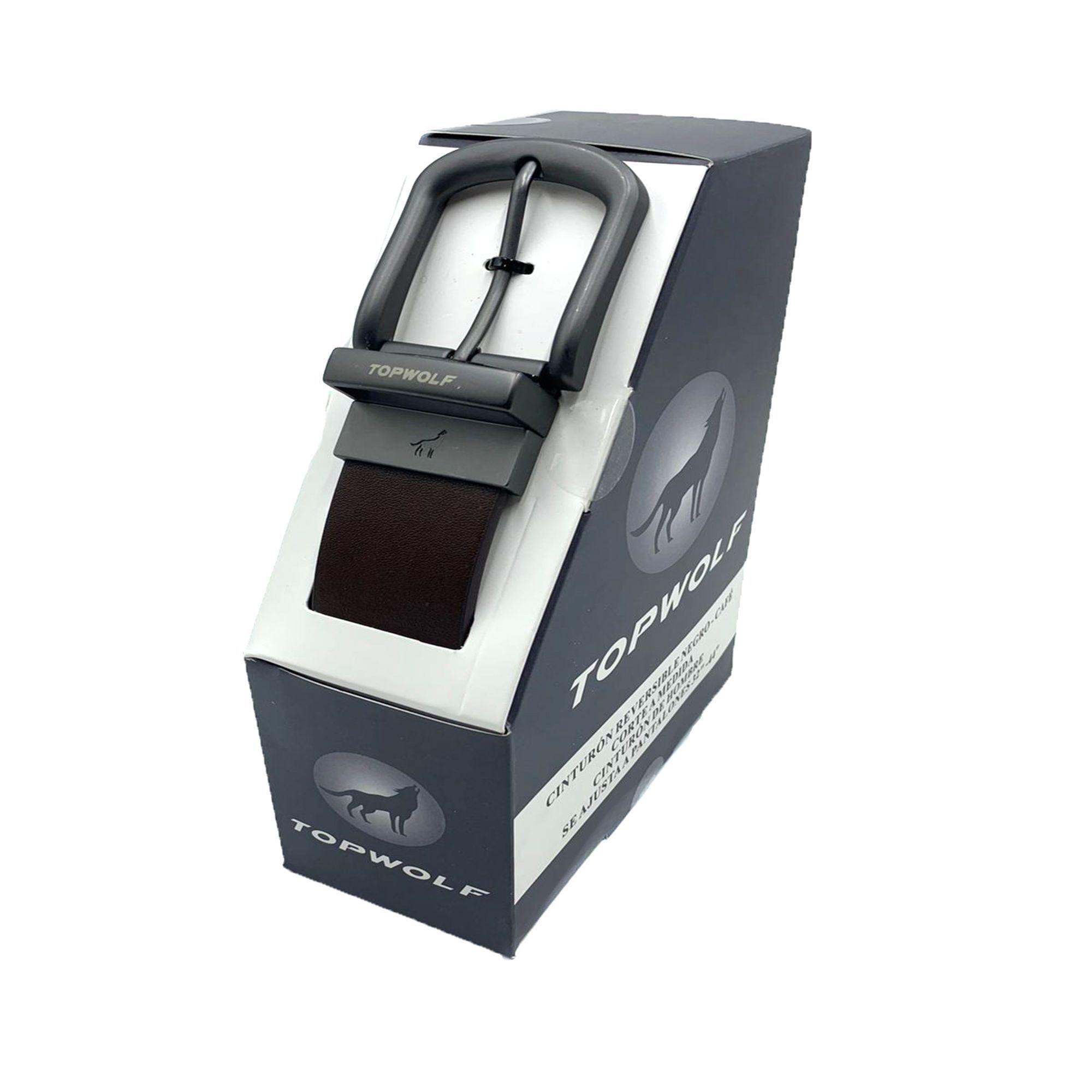 Cinturón Reversible Topwolf Timber Ajustable Café Negro Ref15 -3