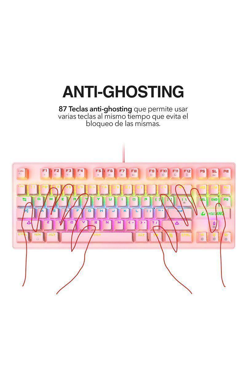 Teclado Mecánico Blue Switch K2 Rosado-2