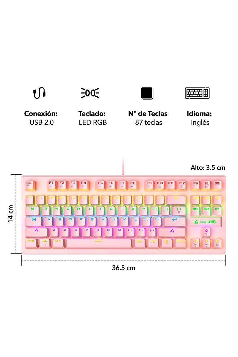 Teclado Mecánico Blue Switch K2 Rosado-1