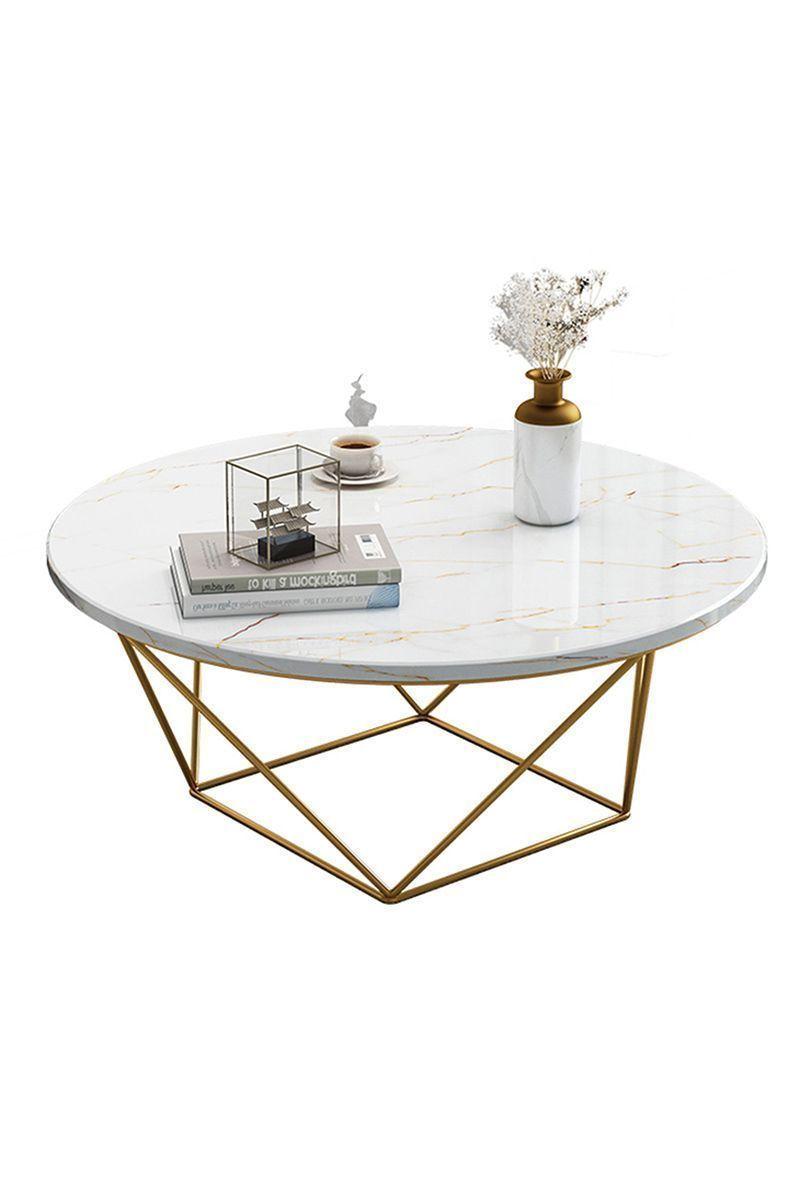 Mesa de Centro con Base Geométrica Blanco-0