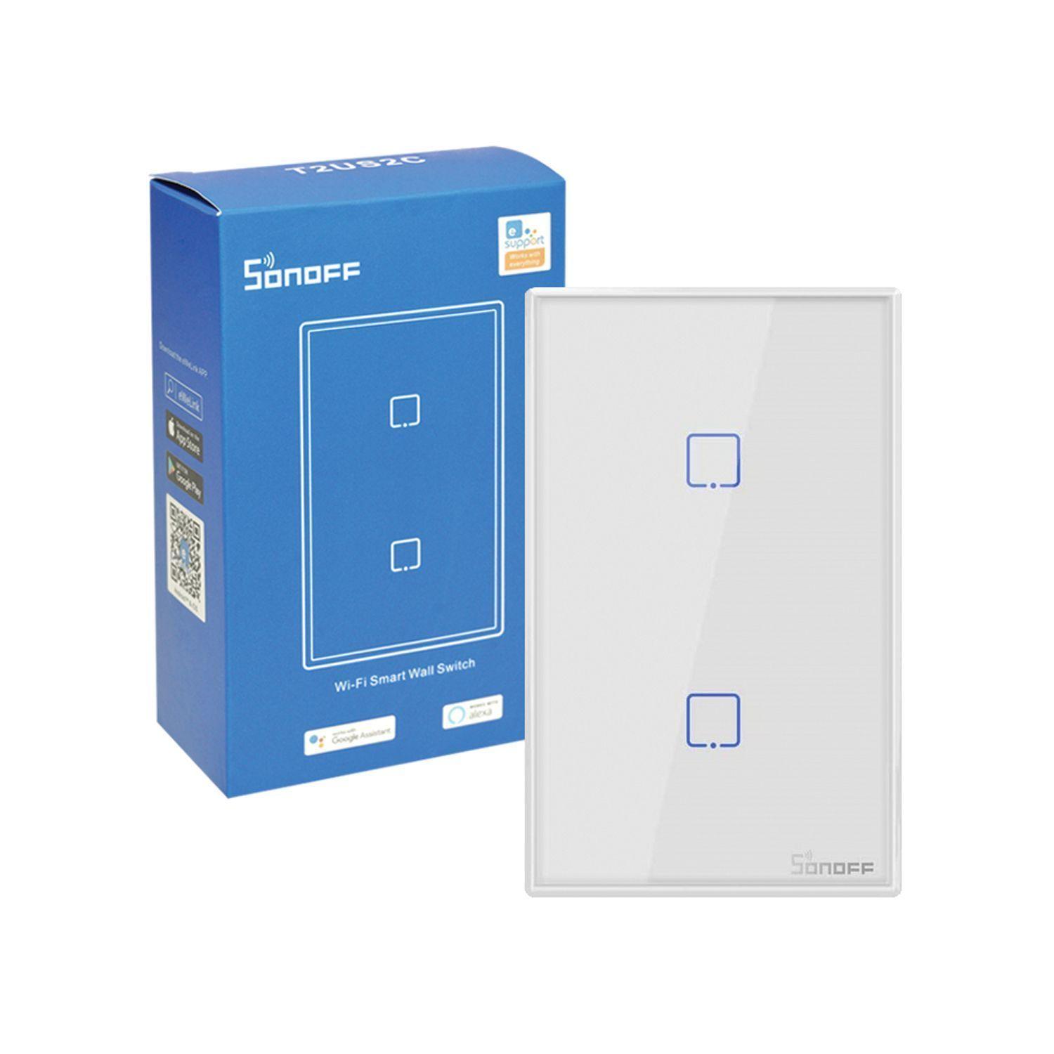 Interruptor Smart 2 Canales Blanco WiFi + RF T2US2C Sonoff-5