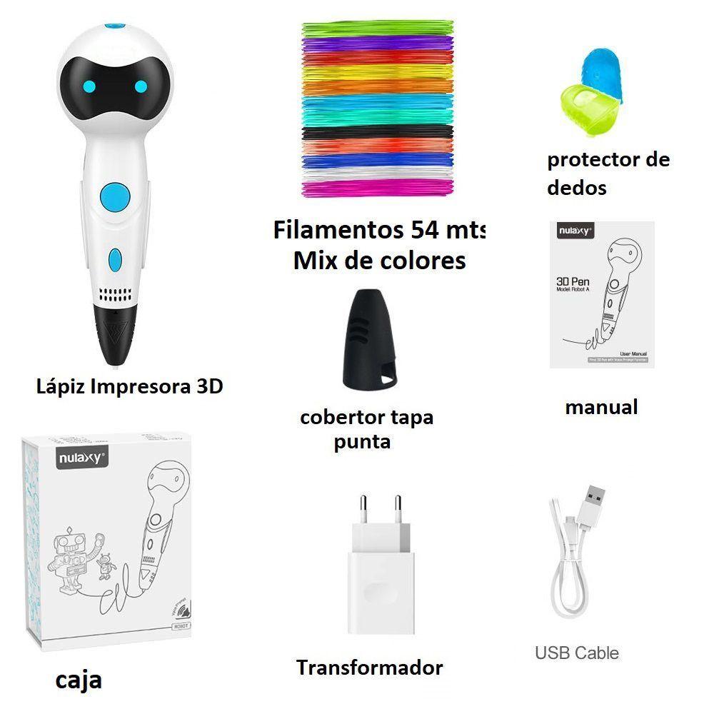 Lápiz de impresión 3D Robot SM-04 con 54 mts de Filamentos - blanco-4