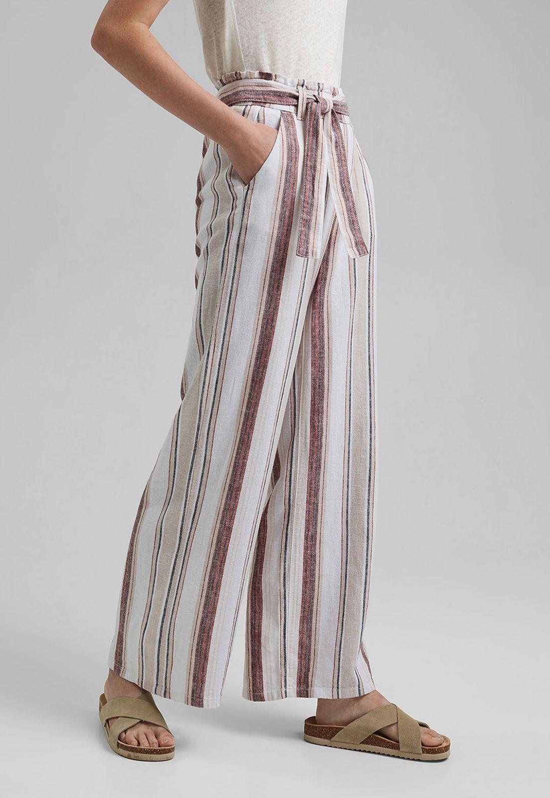Pantalon Mujer Lino Rayado Esprit-0