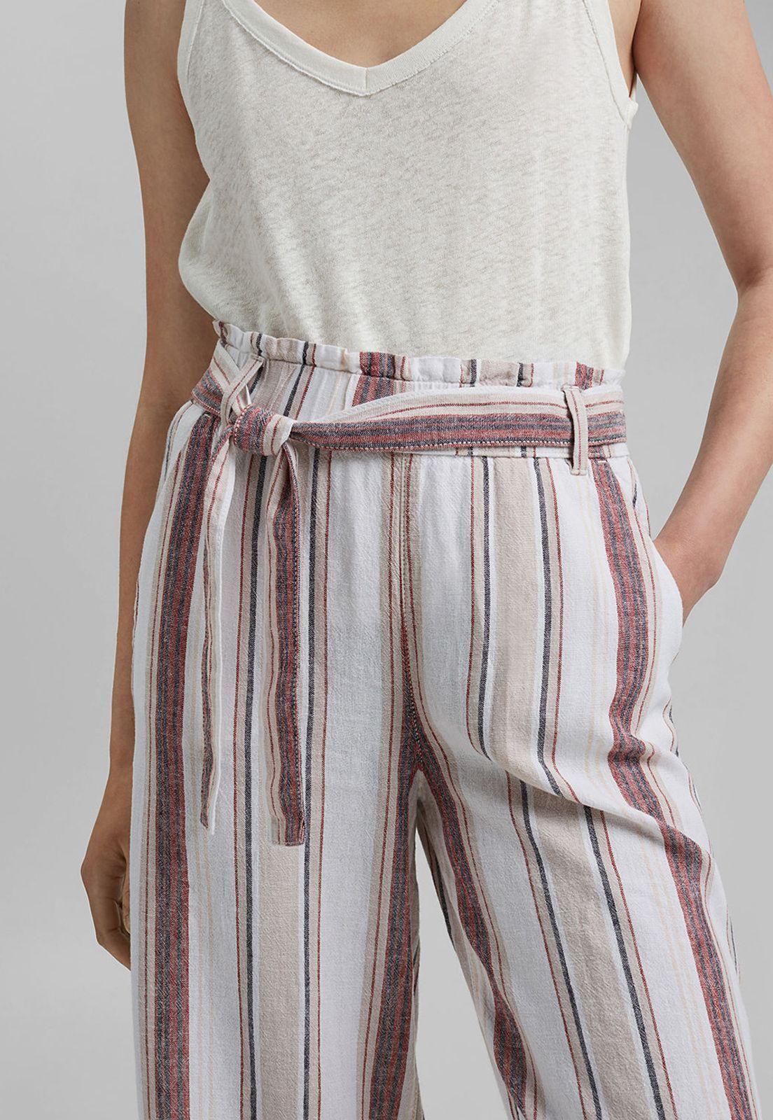 Pantalon Mujer Lino Rayado Esprit-2