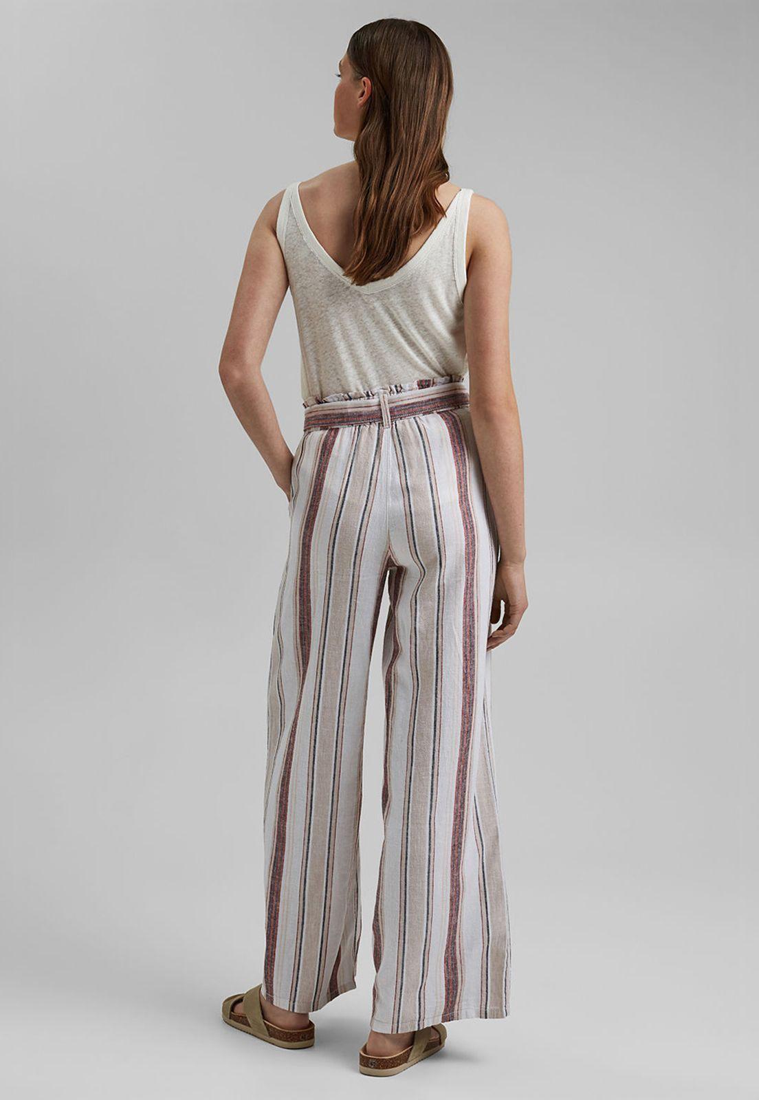 Pantalon Mujer Lino Rayado Esprit-1