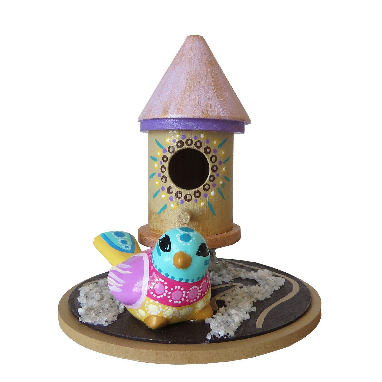 Casita circular de pajaro violeta decorativa-2