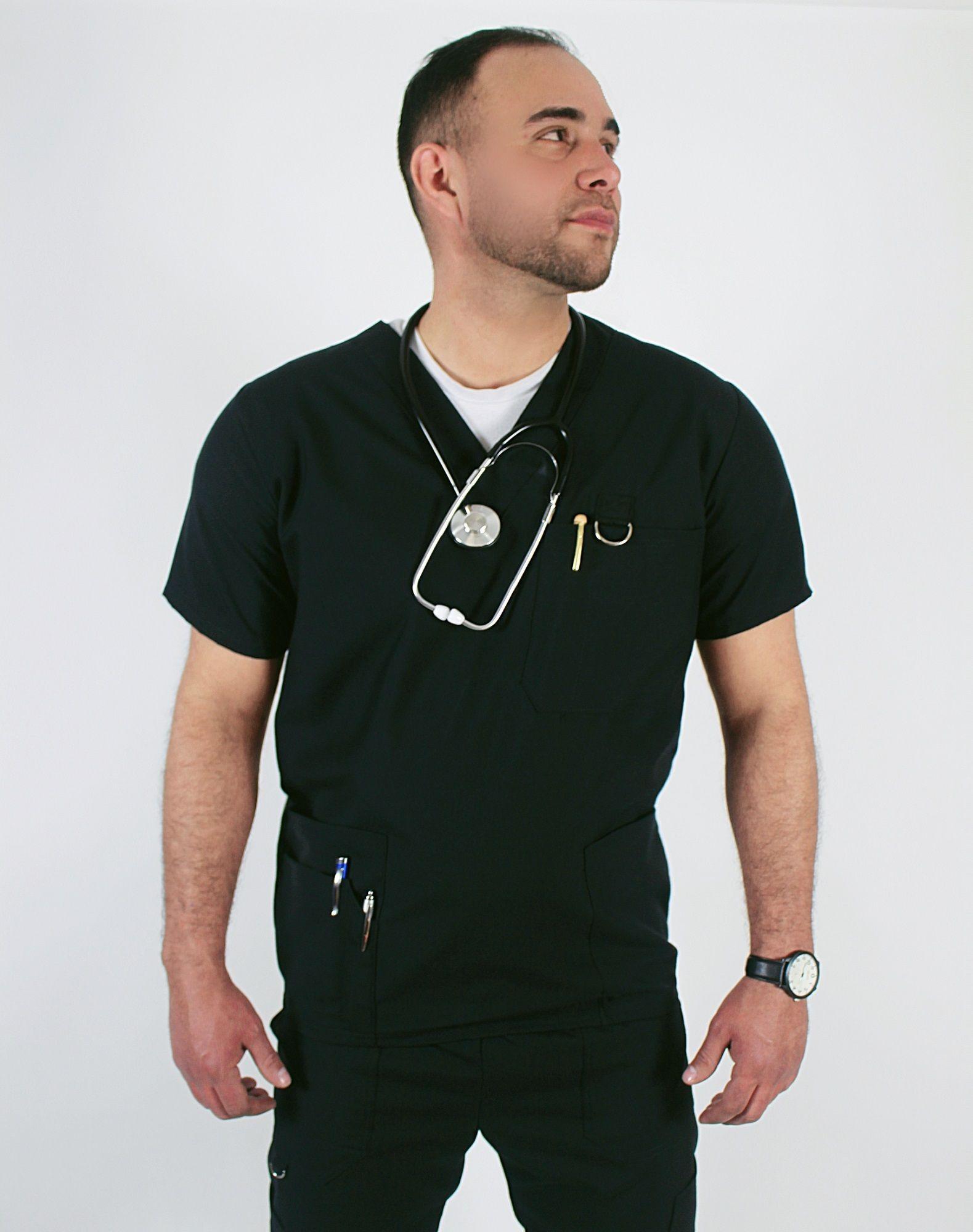 Polera Clínica Antibacterial y Antifluidos Negro-1