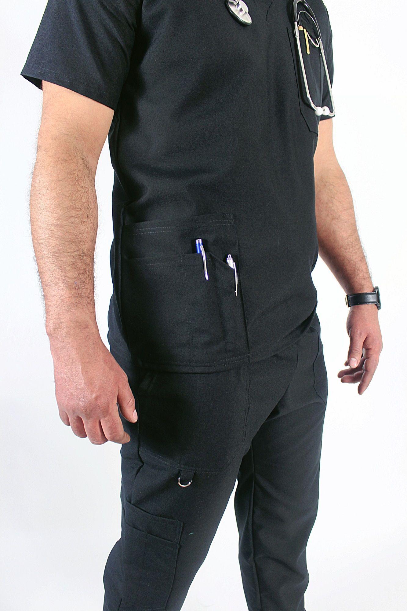 Polera Clínica Antibacterial y Antifluidos Negro-2