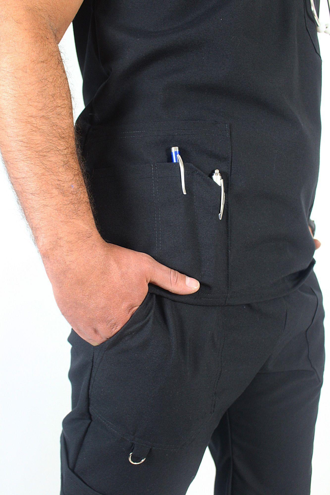 Polera Clínica Antibacterial y Antifluidos Negro-3