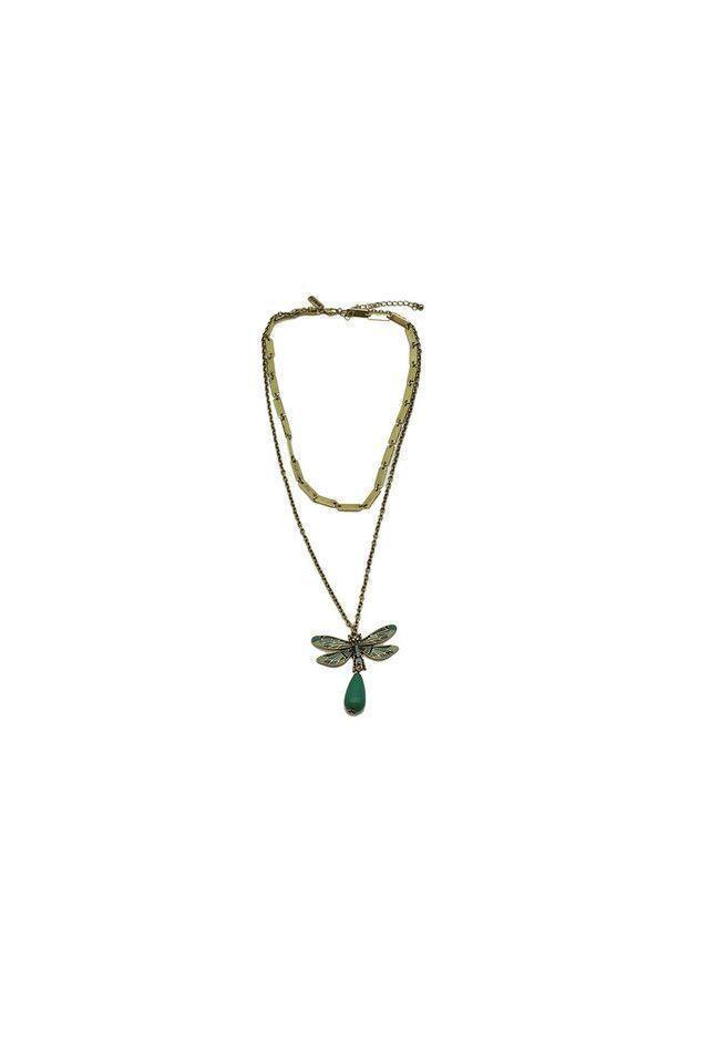Collar Largo Verde Organic Nature Libélula Humana-0