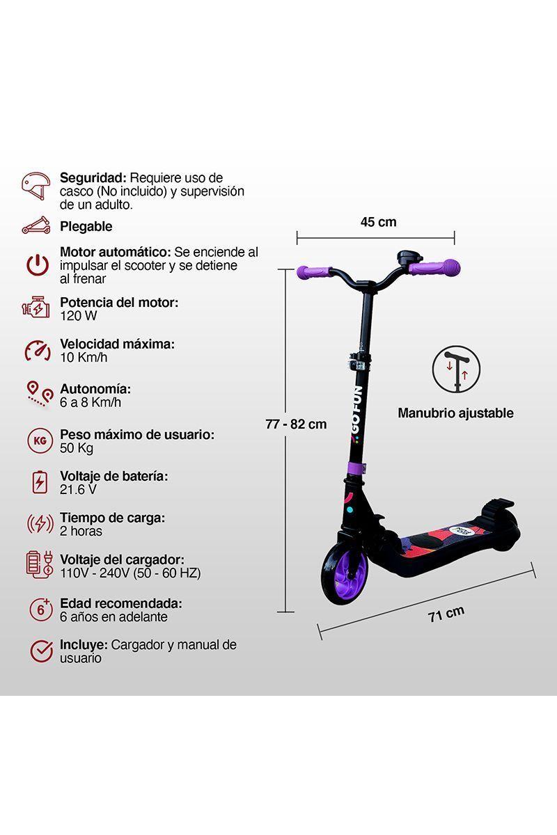 Scooter Eléctrico Plegable 10 Km/h Go Fun Violeta-2