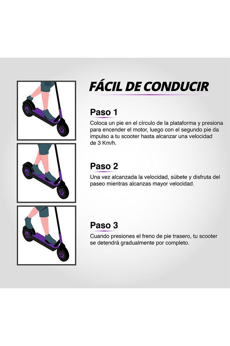 Scooter Eléctrico Plegable 10 Km/h Go Fun Violeta-4
