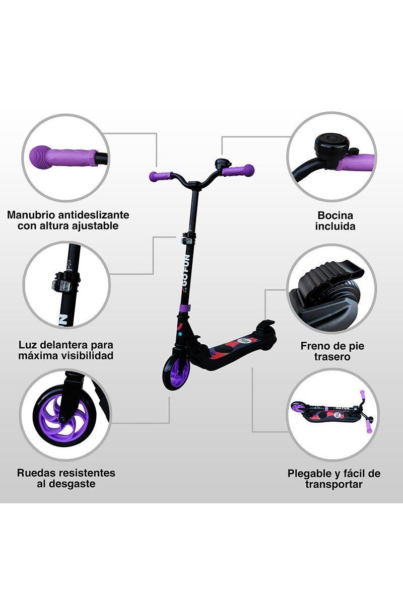 Scooter Eléctrico Plegable 10 Km/h Go Fun Violeta-3