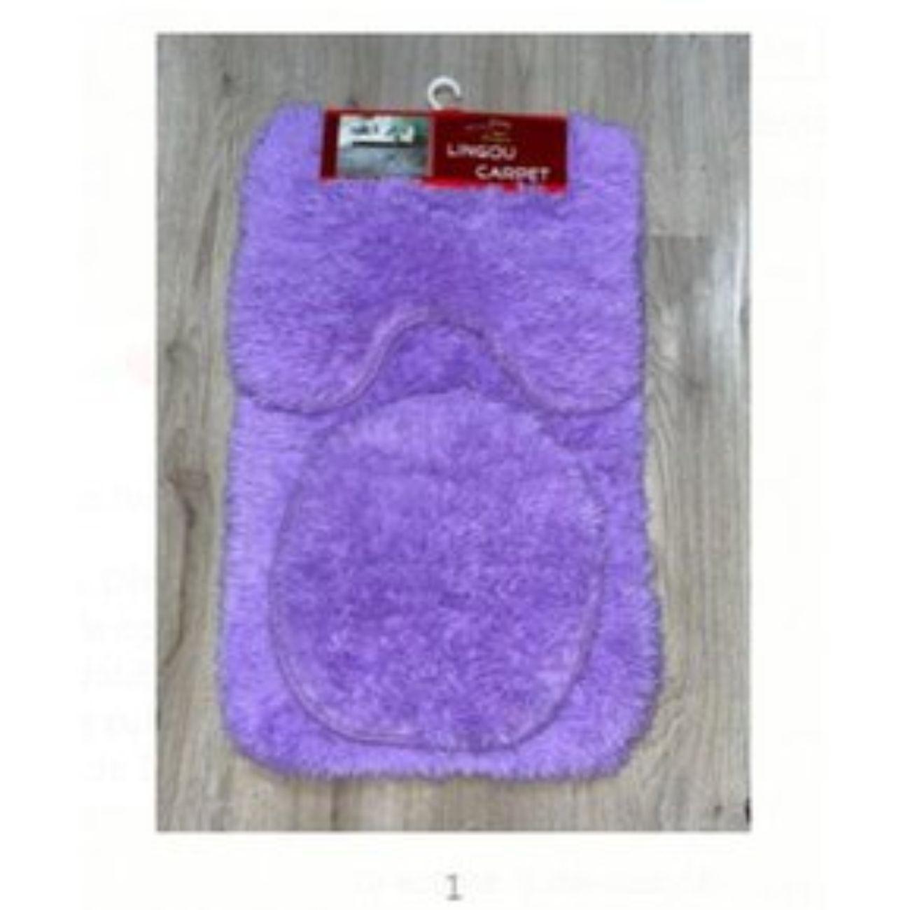 Juego De Baño 03 Piezas Alfombra Contorno Tapete Inodoro-1