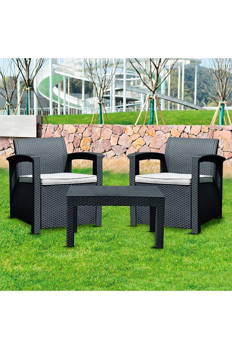 Juego de Terraza 3 Piezas 69x60x75,3cm Café-1