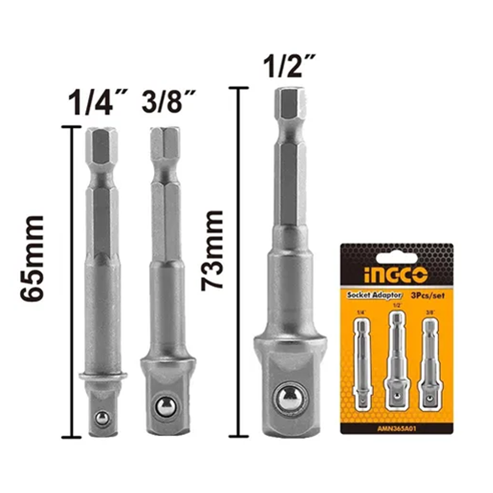Juego 3 Adaptadores Dados Cuadrante 1/2 3/8 1/4-1