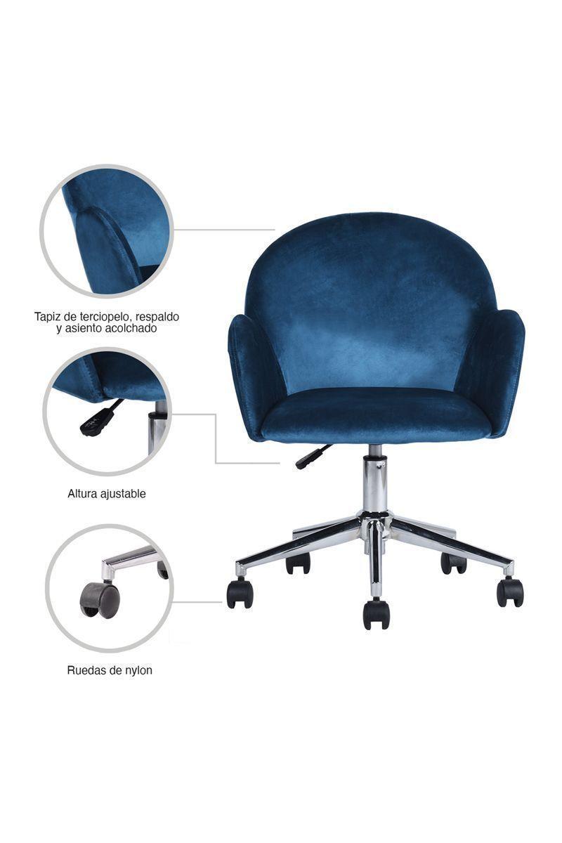 Silla Chiozza Oficina Terciopelo Azul-4