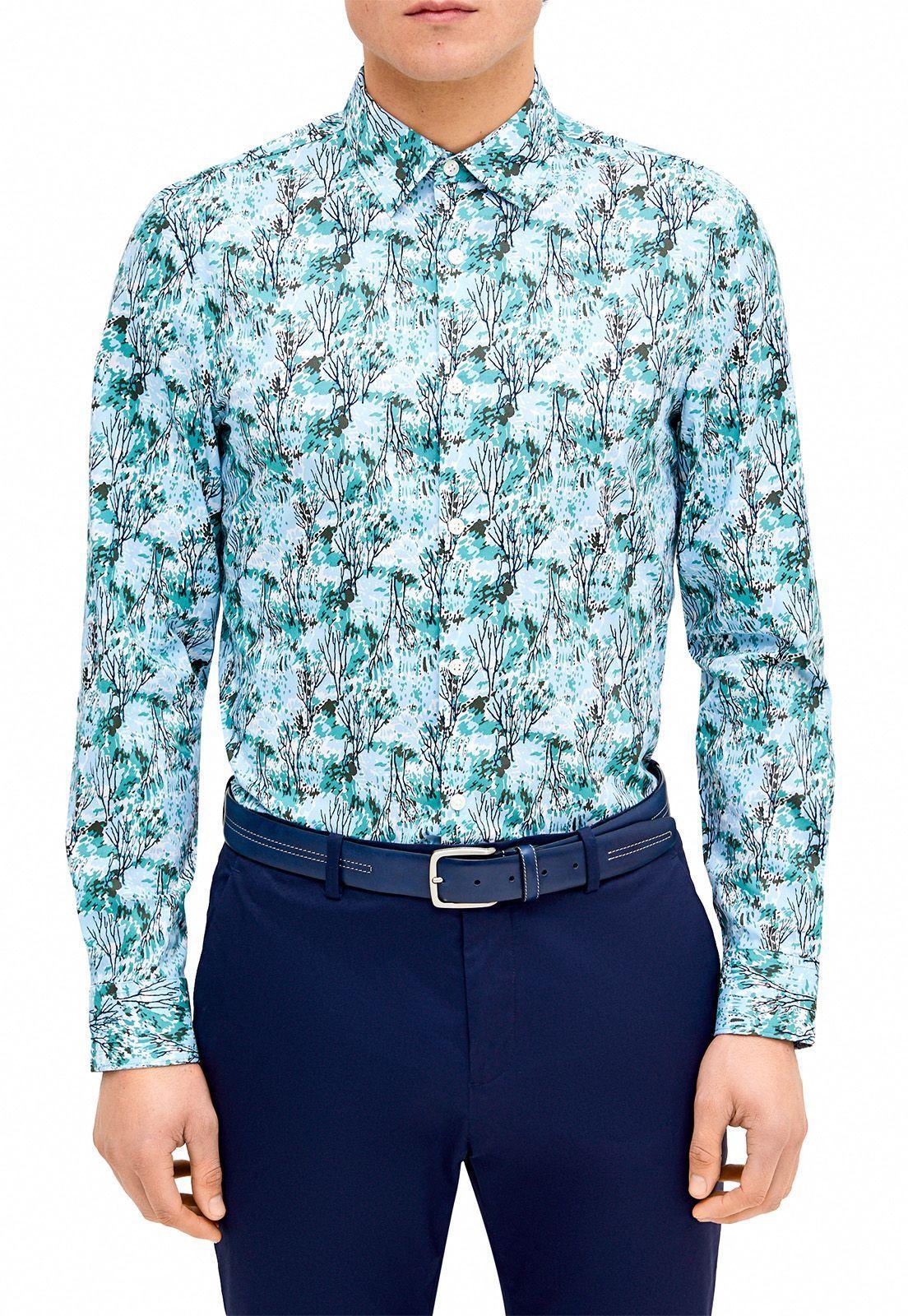 Camisa estampada celeste-0