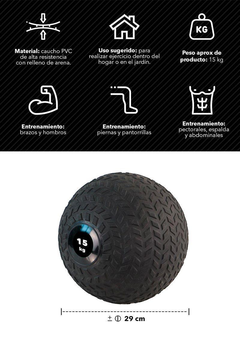 Slam Ball Pro Tire Medicinal 15 Kg Negro-2