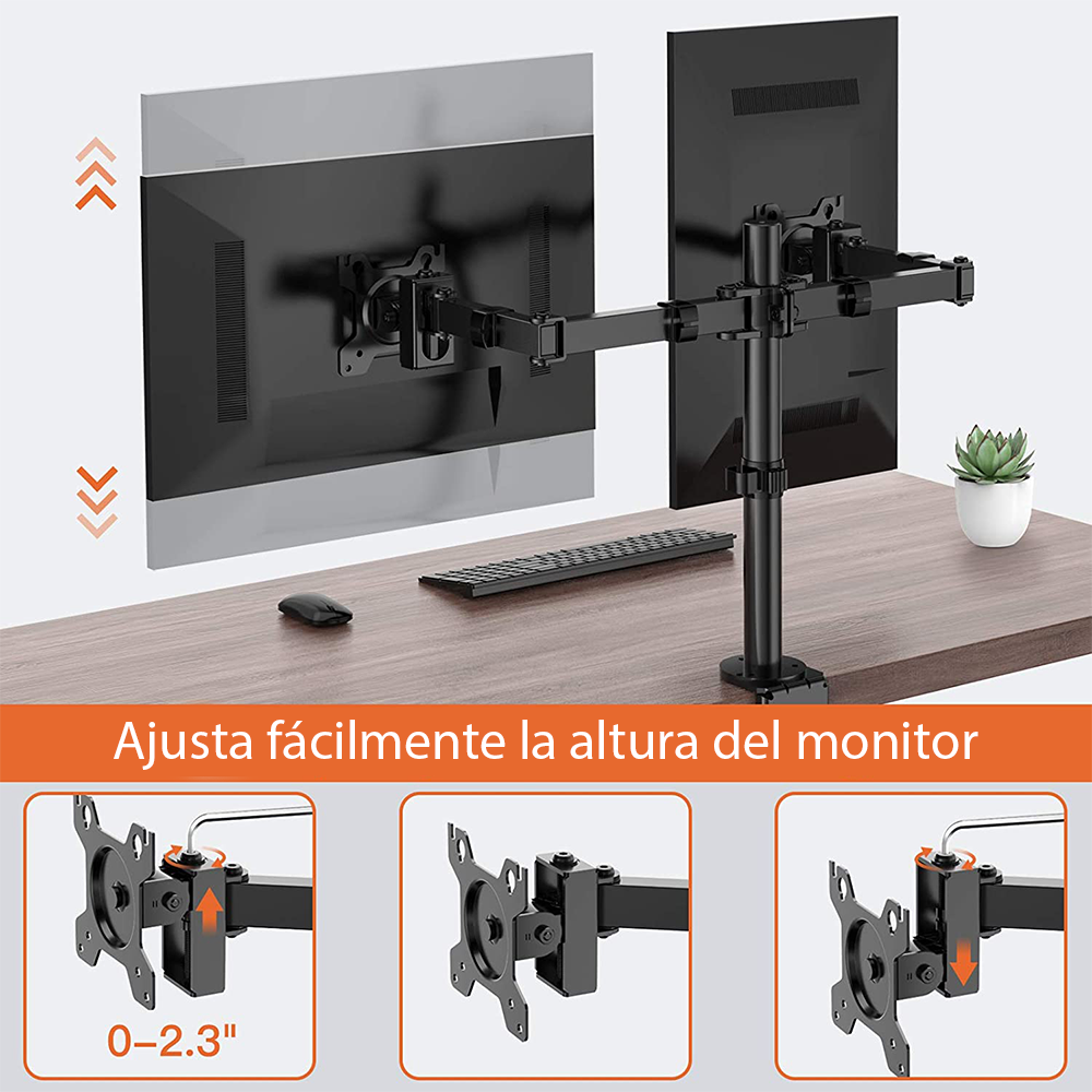 Soporte Doble 2 brazos para Monitor, ajustable base escritorio, 13″ – 32″-2