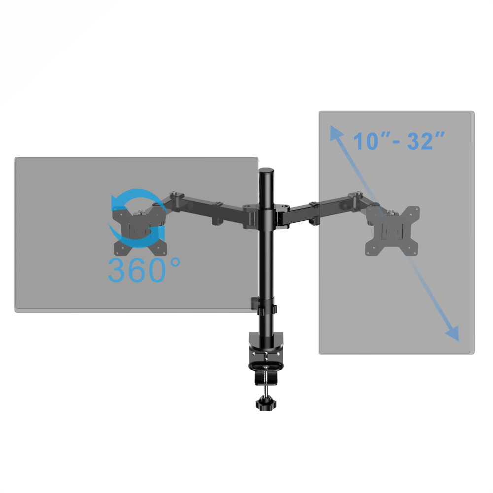 Soporte Doble 2 brazos para Monitor, ajustable base escritorio, 13″ – 32″-5