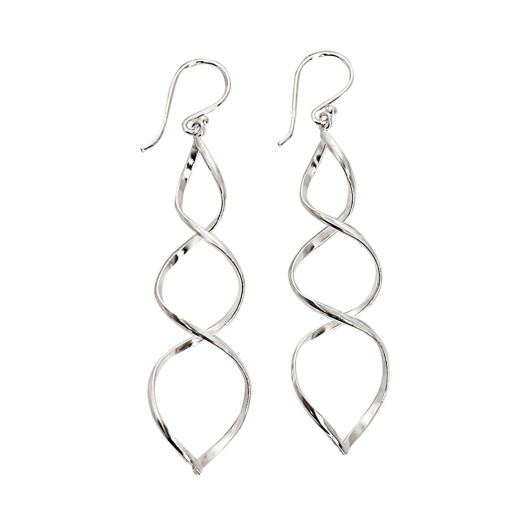 Aros Espiral Colgante Gancho Plata Fina 925-0