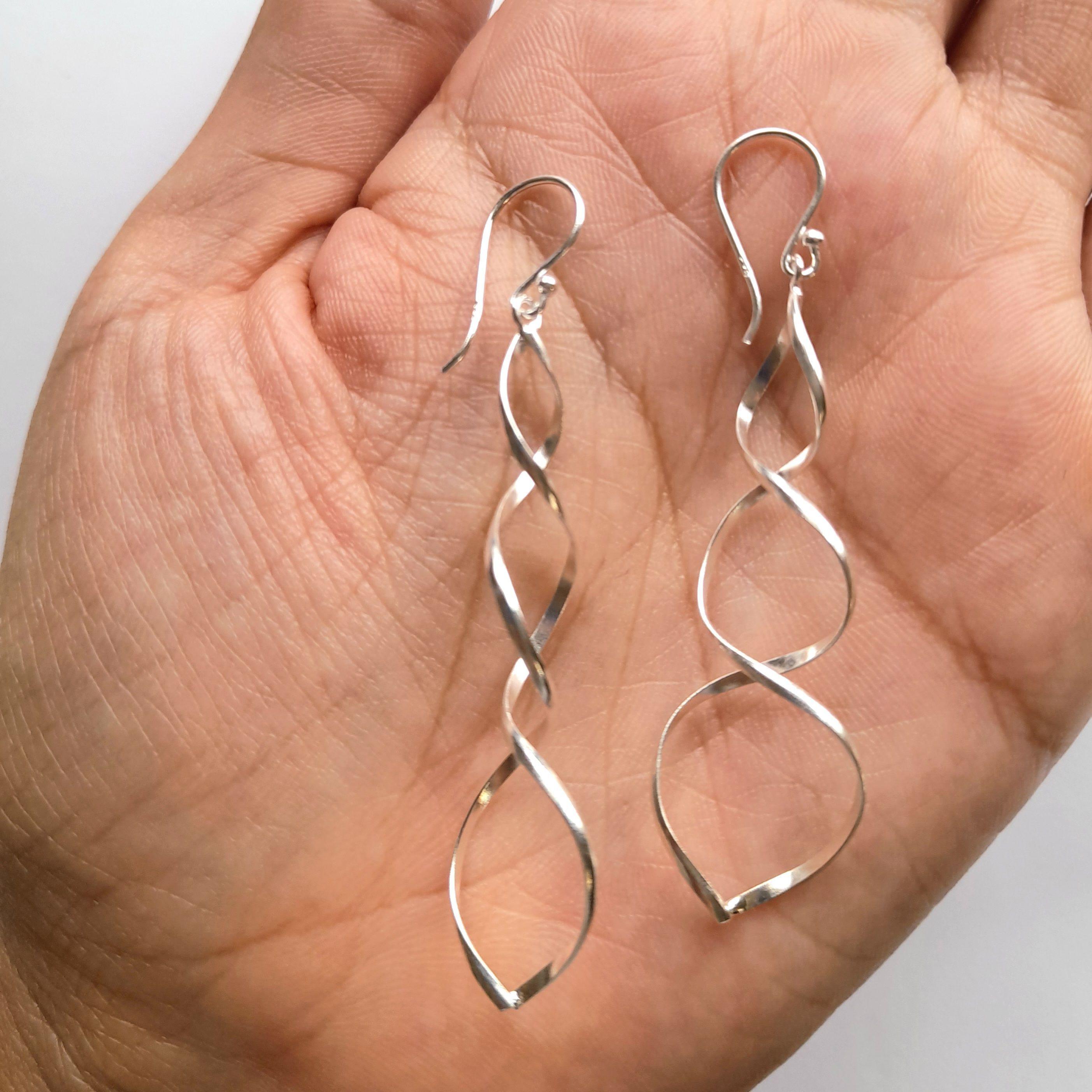 Aros Espiral Colgante Gancho Plata Fina 925-1