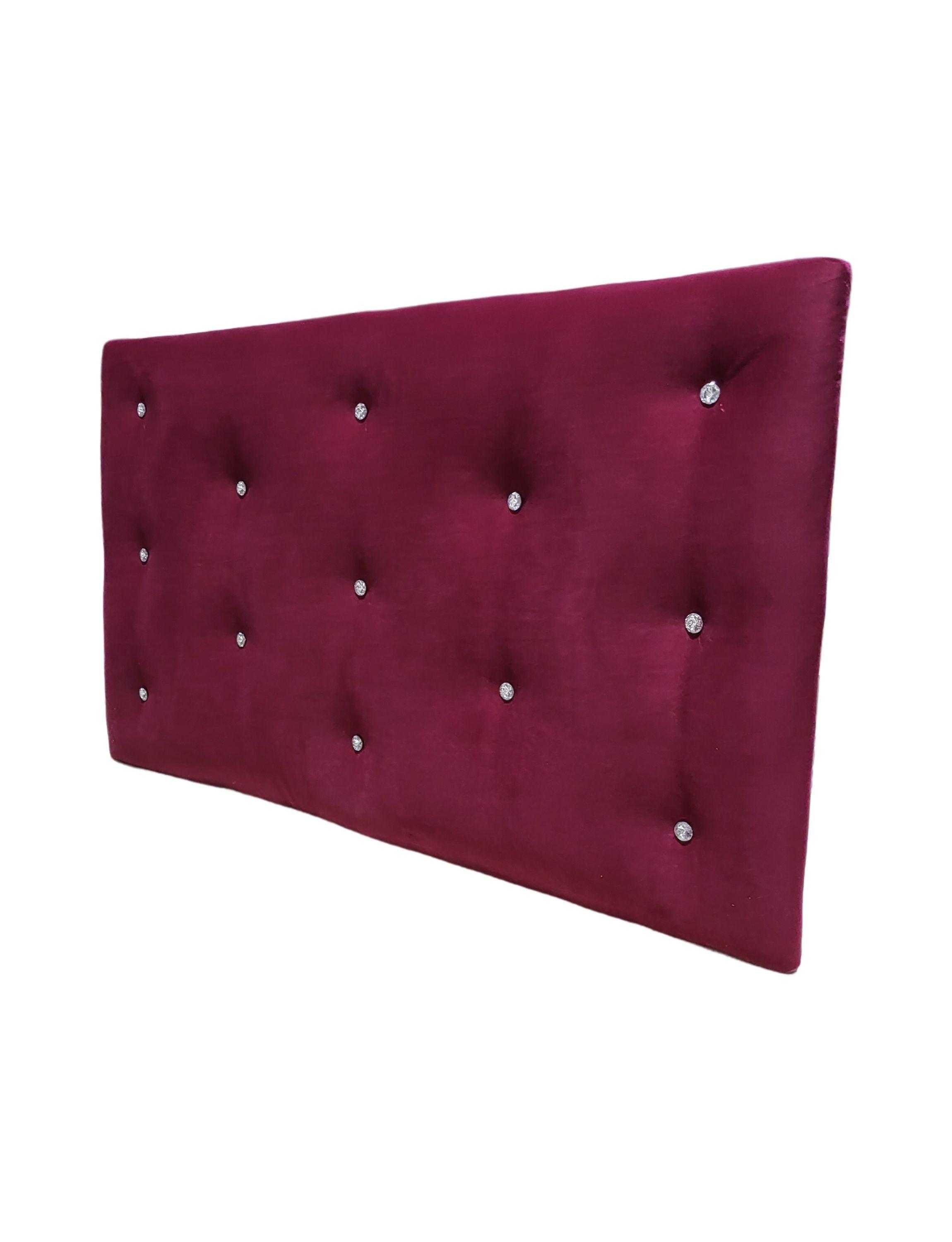 Respaldo 1.5 plazas Burdeo Felpa Botón Diamante Muebles Rimar-2