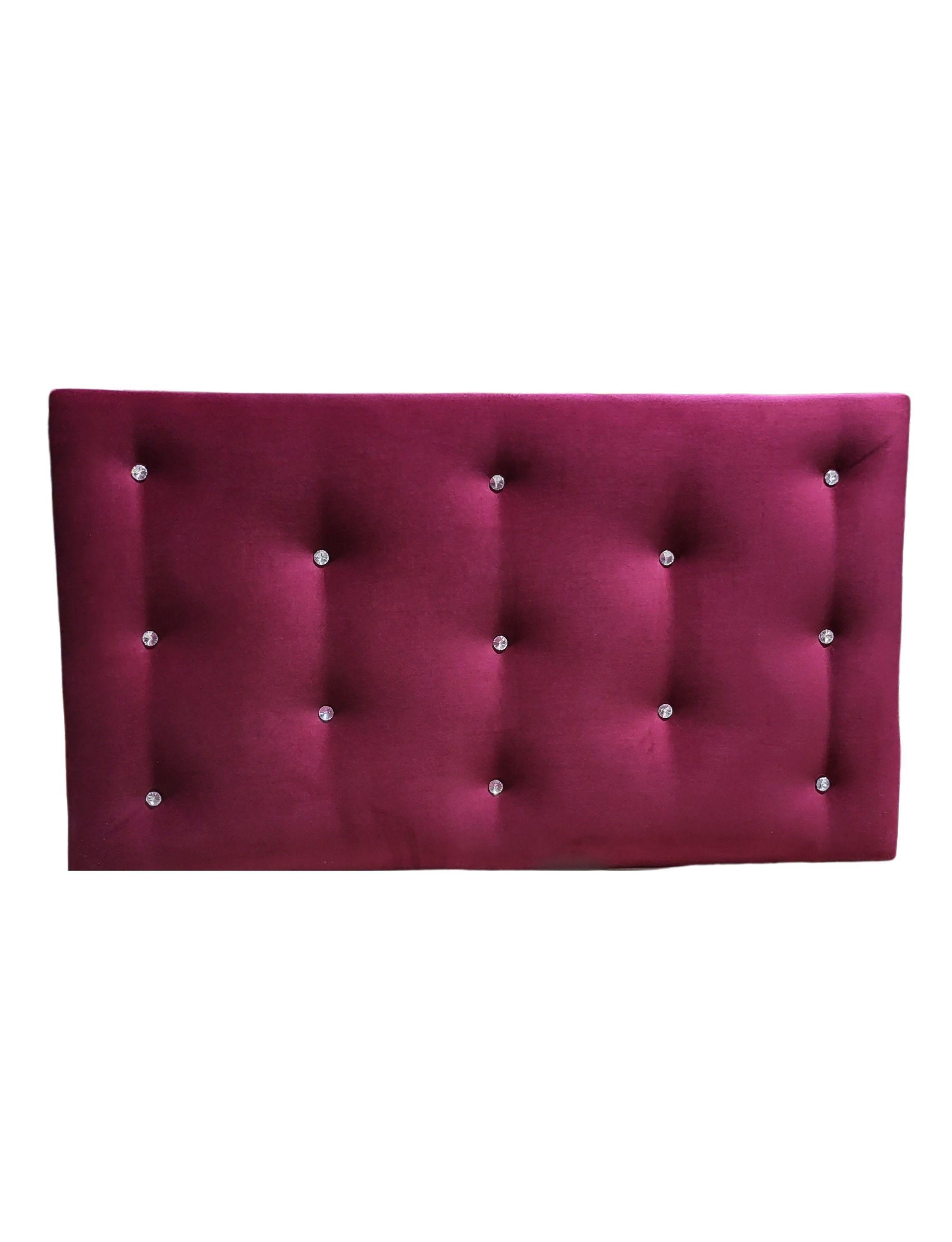 Respaldo 1.5 plazas Burdeo Felpa Botón Diamante Muebles Rimar-3