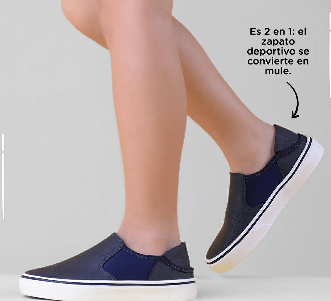 Zapatilla Urbana Slip On Azul Mule-1